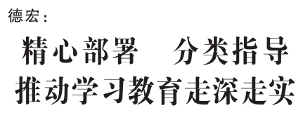 （li-su）德宏：精心部署 分类指导 推动学习教育走深走实