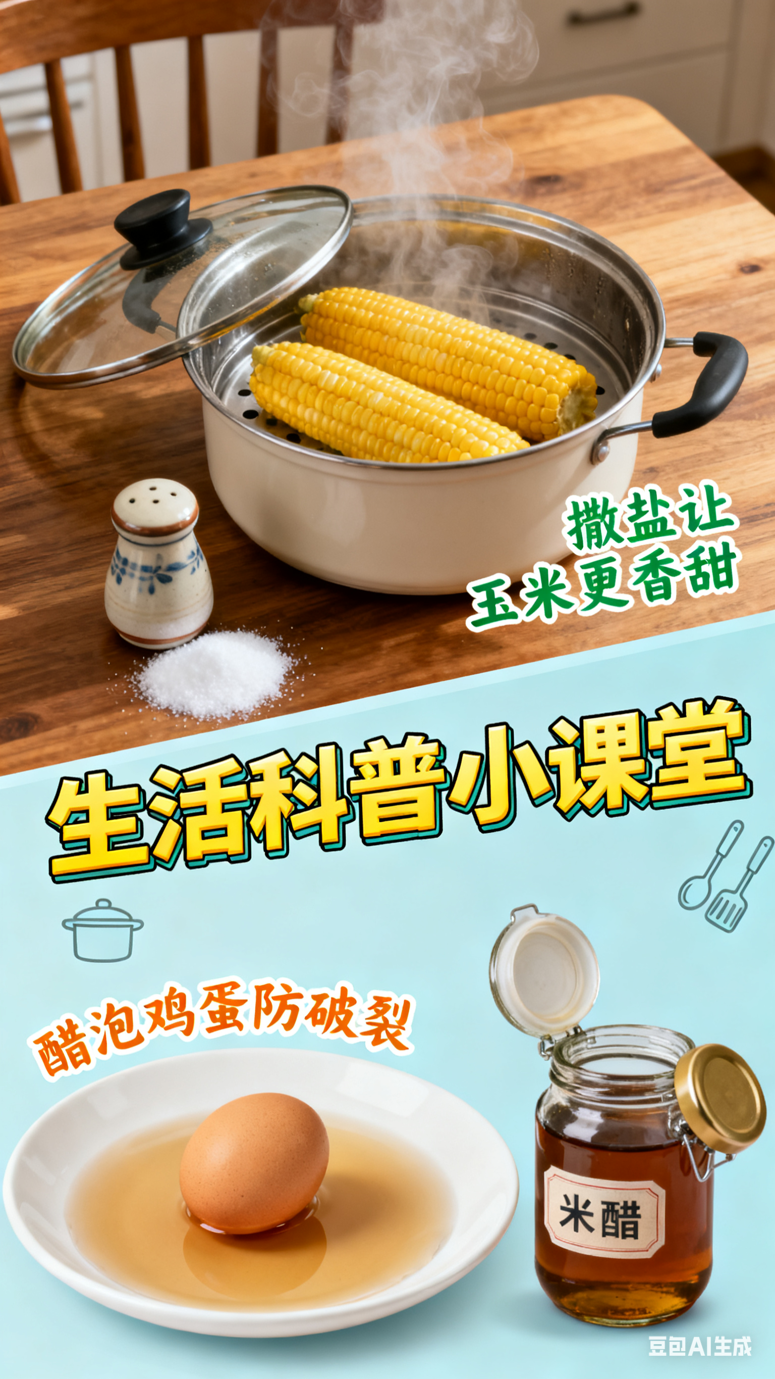 生活科普：煮玉米撒盐更甜，鸡蛋放醋不裂