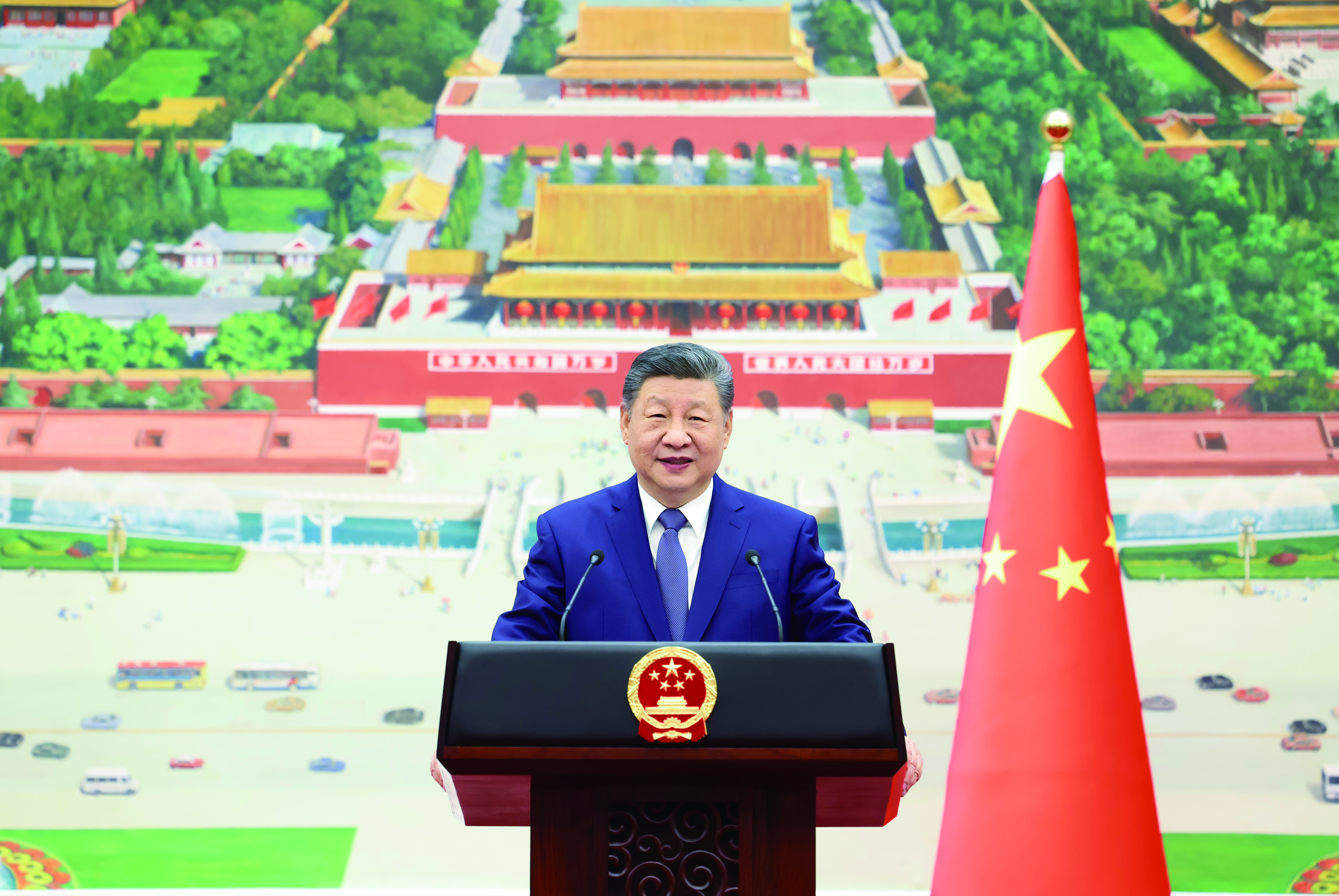 တရုတ်ပြည်သူ့သမ္မတနိုင်ငံ သမ္မတ ရှီကျင့်ဖျင်သည် တရုတ်နိုင်ငံဆိုင်ရာ နိုင်ငံခြားသံအမတ်ကြီးသစ်များ၏ သံအမတ်ခန့်အပ်လွှာများကို လက်ခံရယူ