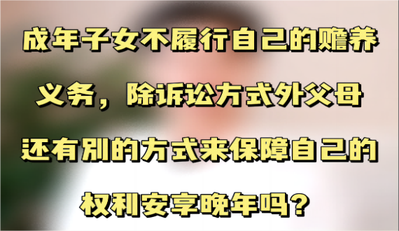 成年子女不履行自己的赡养义务，除诉讼方式外还有别的途径保障父母的权利吗？